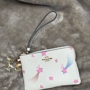 Coach White Disco Stars Wristlet AUTHENTIC